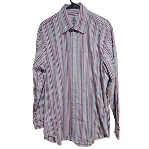 Peter Millar Tailored Fit Button Front Shirt Mens Size Large Striped Long Sleeve